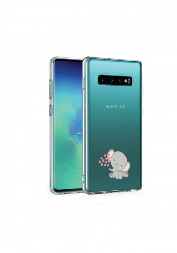 Samsung galaxy s10 s10plus s10e siliconen hoesje transparant olifantje hartjes
