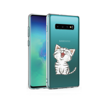 Samsung galaxy s10 s10plus s10e siliconen hoesje transparant schattig katje