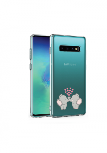 Samsung galaxy s10 s10plus s10e siliconen hoesje transparant twee olifantje hartjes