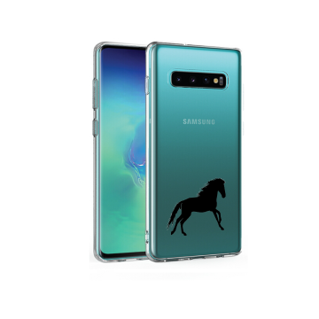 Samsung galaxy s10 s10plus s10e siliconen hoesje transparant zwart paard