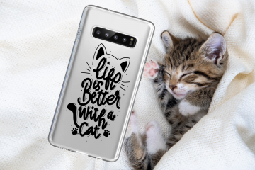 Samsung galaxy s10 s10plus s10e transparant siliconen cover hoesje life is better with a cat