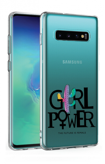 Samsung galaxy s10 s10plus siliconen hoesje transparant girl power