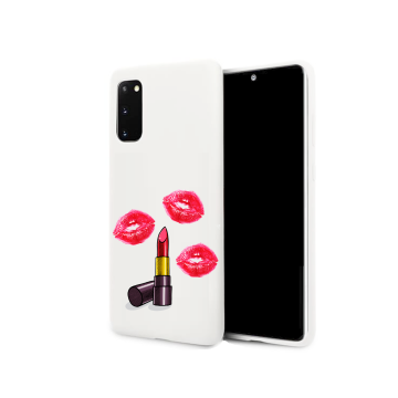 Samsung galaxy s20 s20plus wit siliconen hoesje lippenstift kusjes