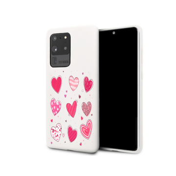 Samsung galaxy s20 ultra wit siliconen cover hoesje hartjes collectie