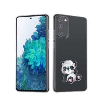 Samsung galaxy s20fe transparant hoesje panda knipoog