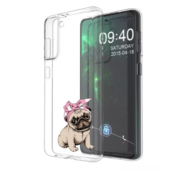 Samsung galaxy s21 s21plus transparant siliconen hoesje hondje