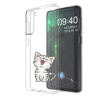 Samsung galaxy s21 s21plus transparant siliconen hoesje schattig katje