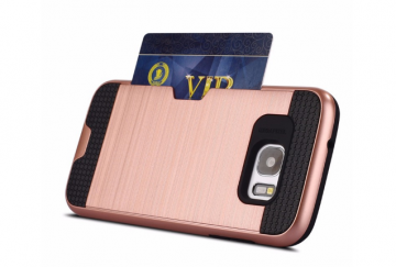 Samsung galaxy s6 edge backcover hoesjes met pinpas bewaar functie rozegoud 1