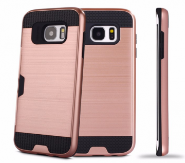 Samsung galaxy  s6 edge backcover hoesjes met pinpas bewaar functie rozegoud 2