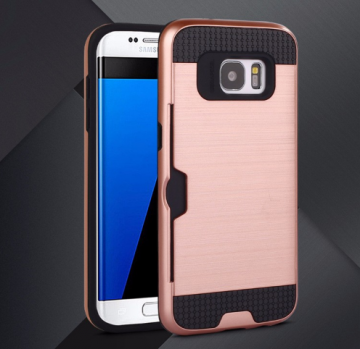 Samsung galaxy s6 edge backcover hoesjes met pinpas bewaar functie rozegoud