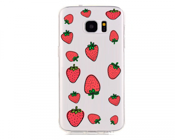 Samsung galaxy s7 s7edge siliconen hoesje transparant aardbeien