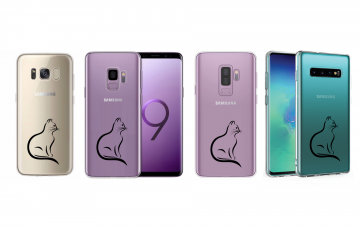 Samsung galaxy s8 s8 plus s9 s9plus s10 s10plus siliconen lijntekening katje