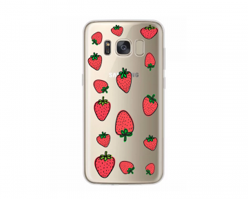 Samsung galaxy s8 s8plus siliconen hoesje transparant aardbeien