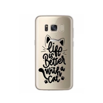 Samsung galaxy s8plus siliconen hoesje transparant life is better with a cat