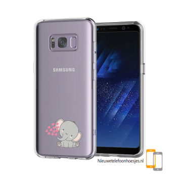 Samsung galaxy s8 transparant siliconen bescherm telefoon hoesje backcover olifantje hartjes
