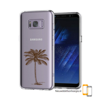 Samsung galaxy s8 transparant siliconen bescherm telefoon hoesje backcover palmboom
