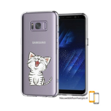 Samsung galaxy s8 transparant siliconen bescherm telefoon hoesje backcover schattig katje