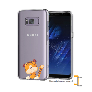 Samsung galaxy s8 transparant siliconen bescherm telefoon hoesje backcover tijger