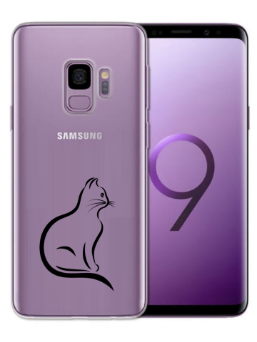 Samsung galaxy s9 siliconen hoesje lijntekening katje
