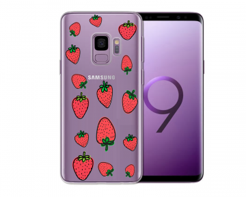 Samsung galaxy s9 siliconen hoesje transparant aardbeien