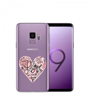 Samsung galaxy s9 siliconen hoesje transparant hartje love tekst