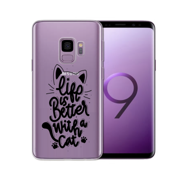 Samsung galaxy s9 siliconen hoesje transparant life is better with a cat