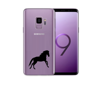 Samsung galaxy s9 siliconen hoesje transparant zwart paard