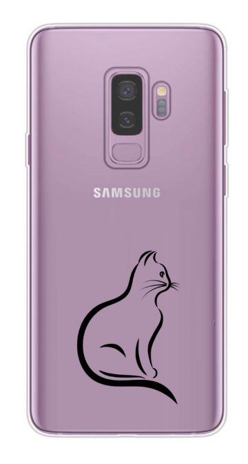 Samsung galaxy s9plus siliconen hoesje lijntekening katje