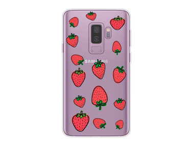 Samsung galaxy s9plus siliconen hoesje transparant aardbeien