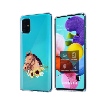 Samung galaxy a51 siliconen hoesje paard bloemen
