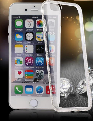 Luxe Siliconen cover hoesjes voor de Apple Iphone 6 / 6S met diamantjes rondom