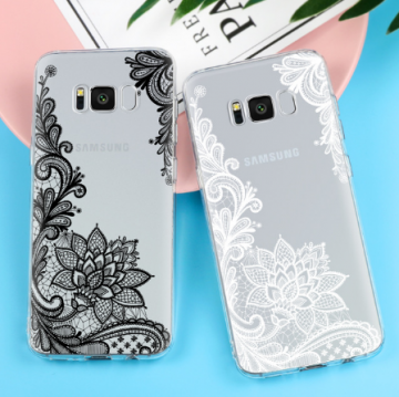 Siliconen bloemen mandala zachte cover hoesje voor de samsung galaxy s8 hoesje zwart en wit