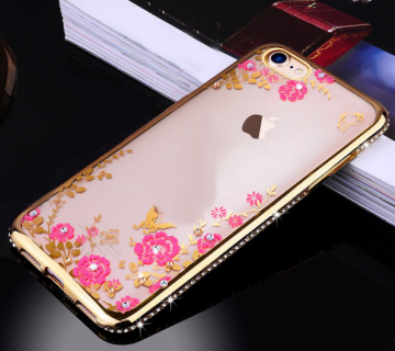 Siliconen hoesje opdruk diamantjes apple iphone 6 / 6S hoesje