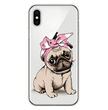 Siliconen hoesje transparant voor de apple iphone x / xs schattig hondje