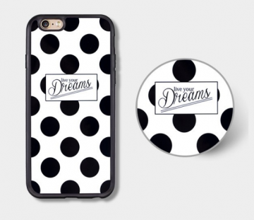 hoesjes Apple iphone 6 6s siliconen live your dreams zwart stippen 1