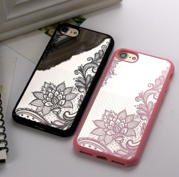 Siliconen spiegel hoesjes (Flower patroon) voor de Apple Iphone 6 / 6S / 7 / 8 / SE 2020 SE2022