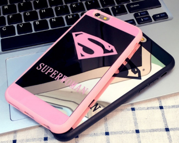 Siliconen spiegel hoesjes superman/superwoman voor de Apple Iphone 5 / 5S / SE / 6 / 6S / 6 Plus / 6 S Plus / 7 / 7 Plus