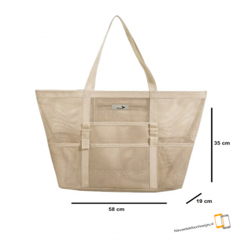 Ysfugl   tas   zomertas   strandtas  zwemtas   beige   schoudertas   veel ruimte   7 extra vakken  ritssluiting vakje aan de binnenkant   afmeting 58x19x35 cm 6