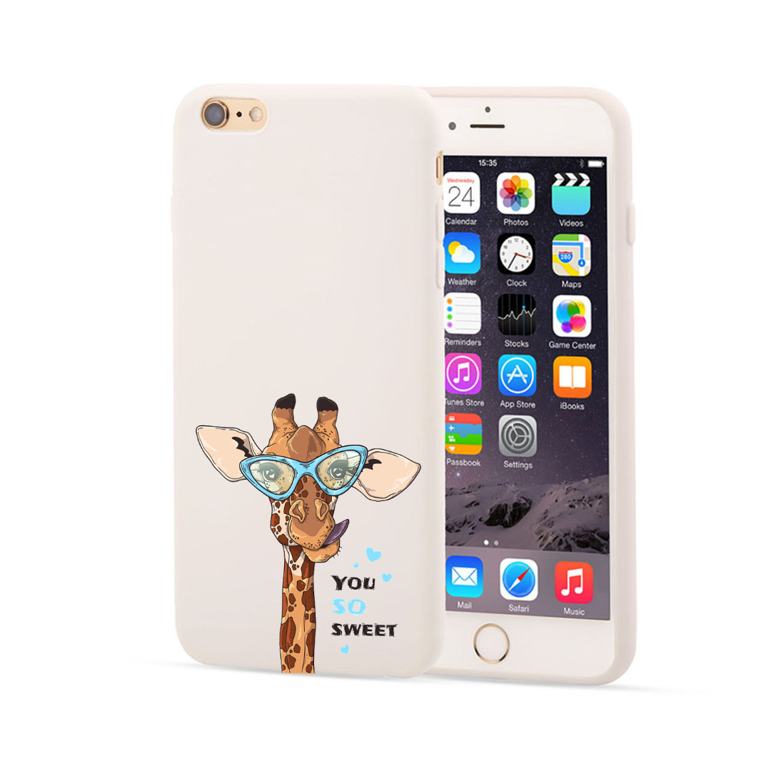 het einde Contract bijstand Apple Iphone 5/5S/SE2016 / 6/6S / 7/8 / SE2020 / SE2022 giraffe siliconen  hoesje - Wit - You so sweet - Apple - Nieuwetelefoonhoesjes.nl