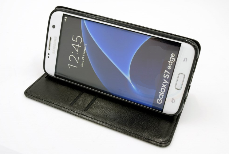Kreet pijp storm Samsung Galaxy S7 Edge Bookcase hoesje zwart hoogwaardig kunstleer - Samsung  - Nieuwetelefoonhoesjes.nl