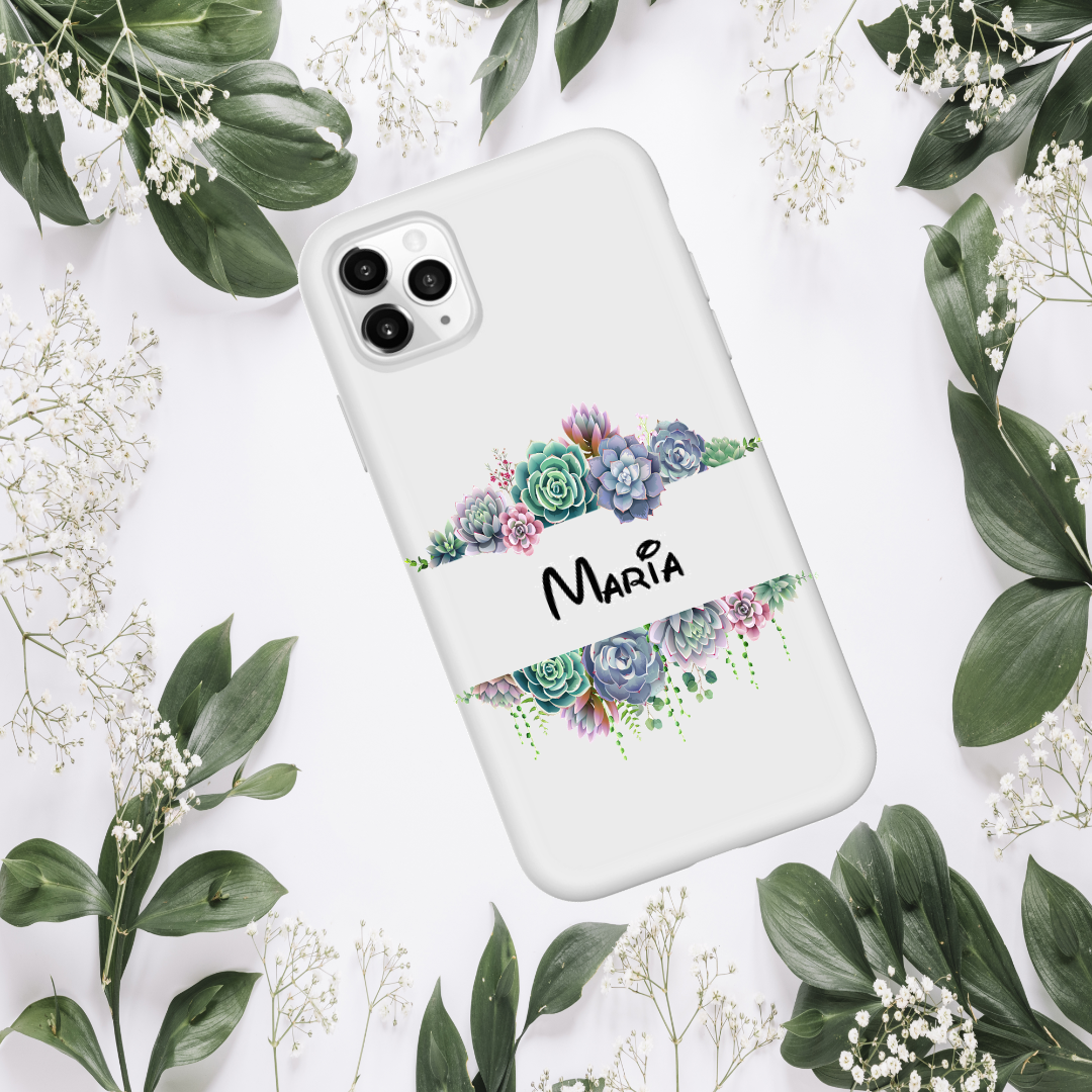 iphone 11, 11 Pro, 11 Pro Max hoesje gepersonaliseerd met eigen naam bloemen - Apple - Nieuwetelefoonhoesjes.nl