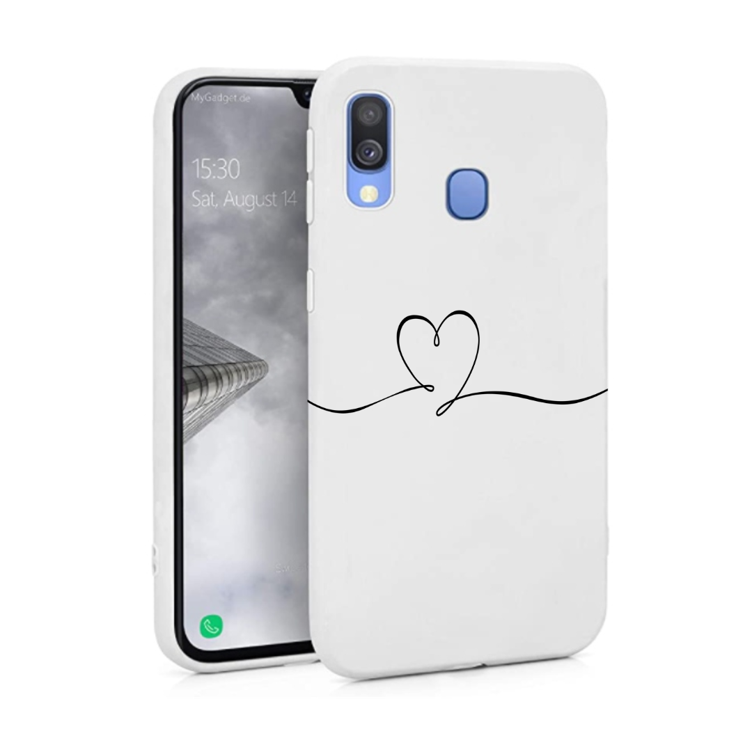 Samsung Galaxy A40 Wit siliconen hoesje Hartje fine line Samsung Nieuwetelefoonhoesjes.nl