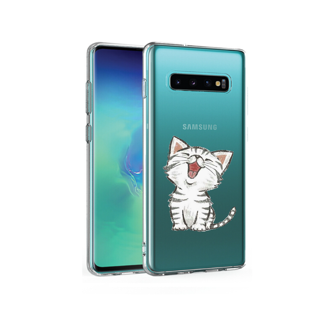 zuiden Prik Geschikt Siliconen hoesje Samsung Galaxy S10 / S10 Plus / S10 E transparant schattig  katje - Samsung - Nieuwetelefoonhoesjes.nl